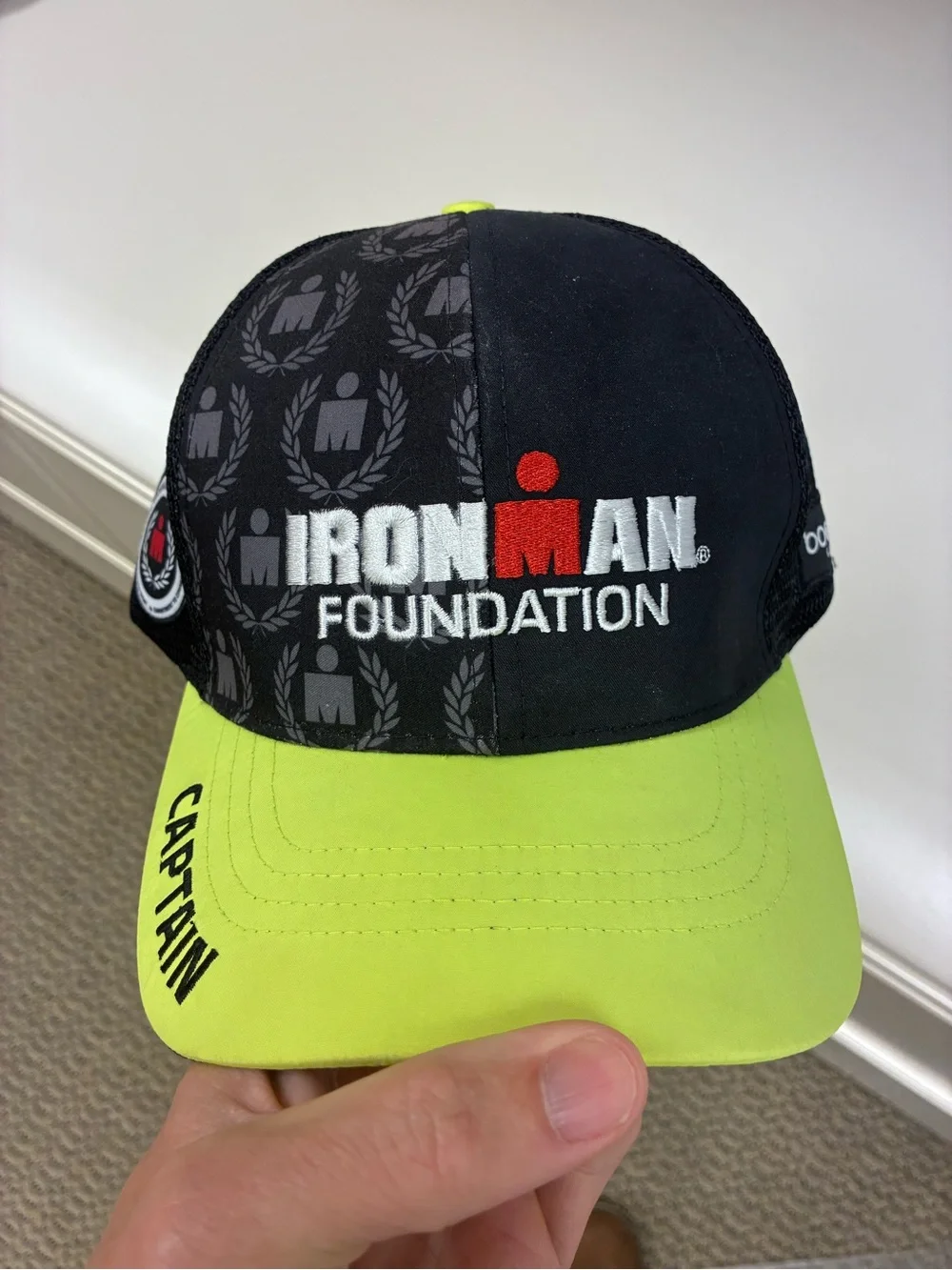 Ironman Foundation Captain Boco Gear Trucker Hat Mesh Snapback Cap Black Neon